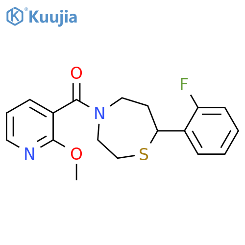 7-(2-fluorophenyl)-4-(2-methoxypyridine-3-carbonyl)-1,4-thiazepane structure