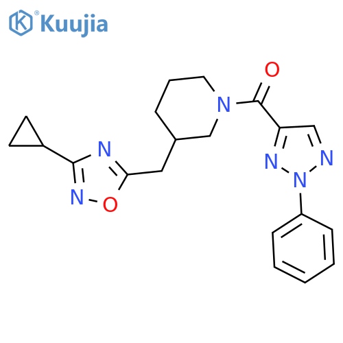 3-[(3-cyclopropyl-1,2,4-oxadiazol-5-yl)methyl]-1-(2-phenyl-2H-1,2,3-triazole-4-carbonyl)piperidine structure