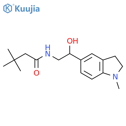 N-2-hydroxy-2-(1-methyl-2,3-dihydro-1H-indol-5-yl)ethyl-3,3-dimethylbutanamide structure