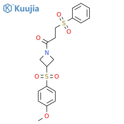 3-(benzenesulfonyl)-1-[3-(4-methoxybenzenesulfonyl)azetidin-1-yl]propan-1-one structure
