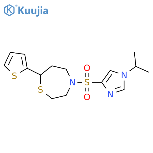 4-{[1-(propan-2-yl)-1H-imidazol-4-yl]sulfonyl}-7-(thiophen-2-yl)-1,4-thiazepane structure