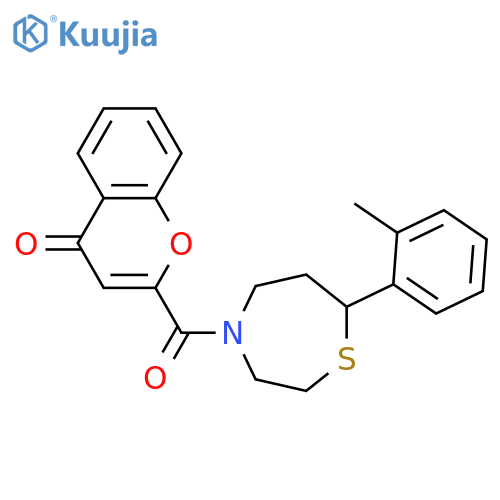 2-[7-(2-methylphenyl)-1,4-thiazepane-4-carbonyl]-4H-chromen-4-one structure