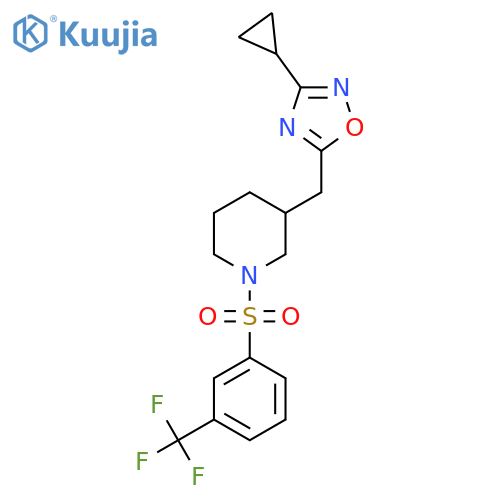 3-[(3-cyclopropyl-1,2,4-oxadiazol-5-yl)methyl]-1-[3-(trifluoromethyl)benzenesulfonyl]piperidine structure