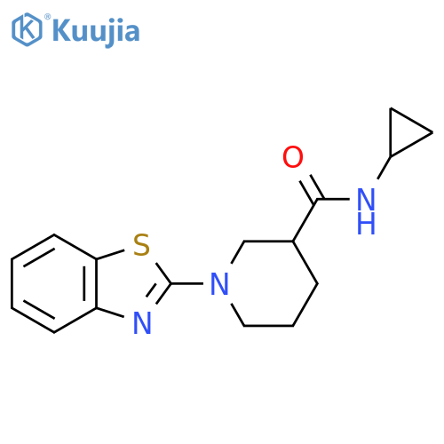 1-(1,3-benzothiazol-2-yl)-N-cyclopropylpiperidine-3-carboxamide structure