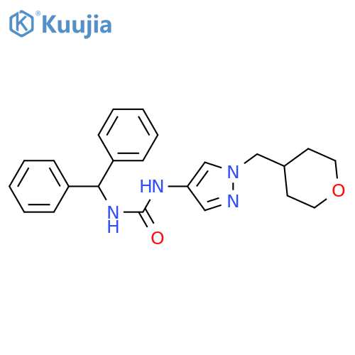 1-benzhydryl-3-[1-(oxan-4-ylmethyl)pyrazol-4-yl]urea structure