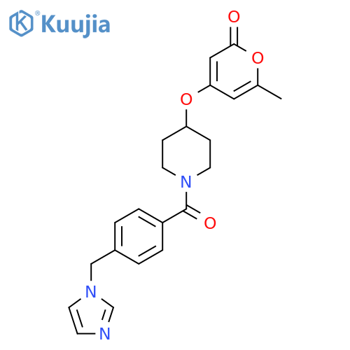 4-[(1-{4-[(1H-imidazol-1-yl)methyl]benzoyl}piperidin-4-yl)oxy]-6-methyl-2H-pyran-2-one structure