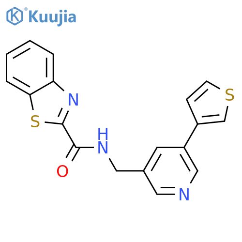 N-[(5-thiophen-3-ylpyridin-3-yl)methyl]-1,3-benzothiazole-2-carboxamide structure