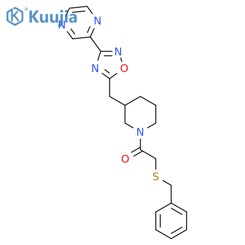 2-(benzylsulfanyl)-1-(3-{[3-(pyrazin-2-yl)-1,2,4-oxadiazol-5-yl]methyl}piperidin-1-yl)ethan-1-one structure