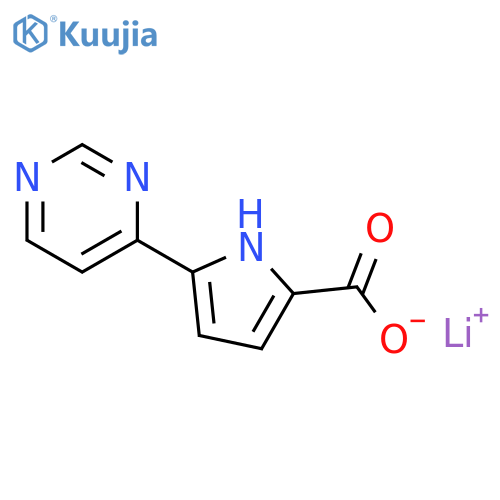 lithium(1+) ion 5-(pyrimidin-4-yl)-1H-pyrrole-2-carboxylate structure