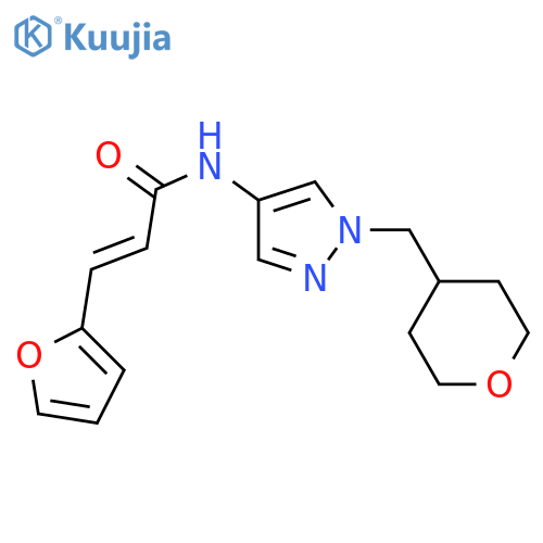(E)-3-(furan-2-yl)-N-[1-(oxan-4-ylmethyl)pyrazol-4-yl]prop-2-enamide structure