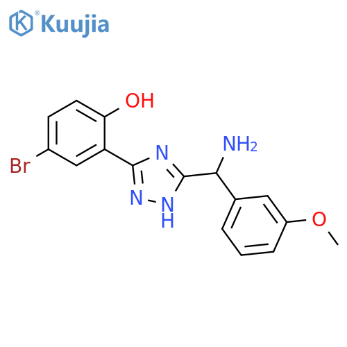 2-{5-[Amino-(3-methoxy-phenyl)-methyl]-2H-[1,2,4]triazol-3-yl}-4-bromo-phenol structure