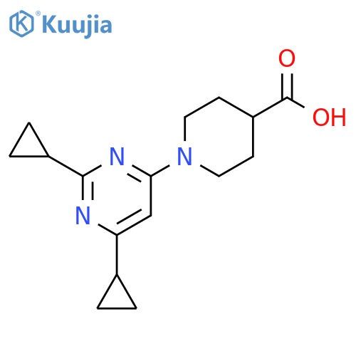 1-(2,6-Dicyclopropyl-pyrimidin-4-yl)-piperidine-4-carboxylic acid structure