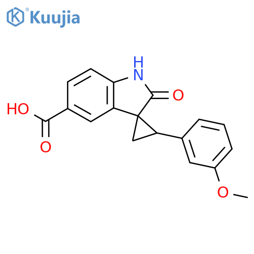 2-(3-Methoxyphenyl)-2'-oxospiro[cyclopropane-1,3'-indoline]-5'-carboxylic acid structure