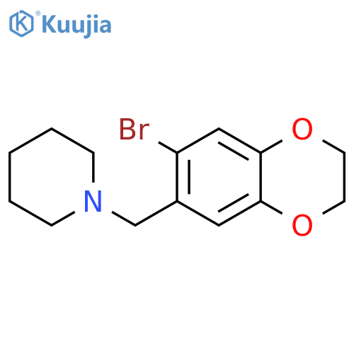 1-(7-Bromo-2,3-dihydro-benzo[1,4]dioxin-6-ylmethyl)-piperidine structure