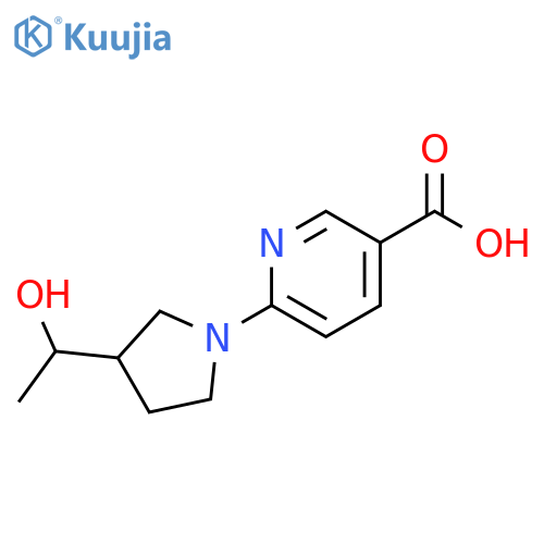 6-(3-(1-hydroxyethyl)pyrrolidin-1-yl)nicotinic acid structure