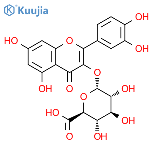(2S,3S,4S,5R,6R)-6-((2-(3,4-Dihydroxyphenyl)-5,7-dihydroxy-4-oxo-4H-chromen-3-yl)oxy)-3,4,5-trihydroxytetrahydro-2H-pyran-2-carboxylic acid structure