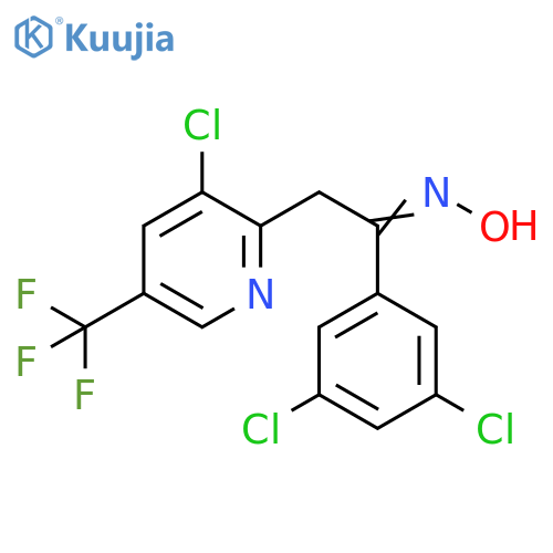 (E)-N-{2-[3-chloro-5-(trifluoromethyl)pyridin-2-yl]-1-(3,5-dichlorophenyl)ethylidene}hydroxylamine structure