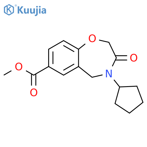 4-Cyclopentyl-3-oxo-2,3,4,5-tetrahydro-benzo[f][1,4]oxazepine-7-carboxylic acid methyl ester structure