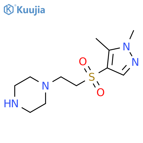 1-[2-(1,5-Dimethyl-1H-pyrazole-4-sulfonyl)-ethyl]-piperazine structure