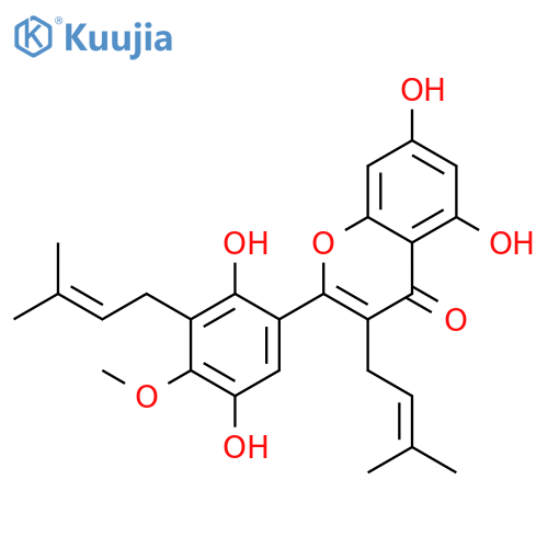 4H-1-Benzopyran-4-one,2-[2,5-dihydroxy-4-methoxy-3-(3-methyl-2-buten-1-yl)phenyl]-5,7-dihydroxy-3-(3-methyl-2-buten-1-yl)- structure