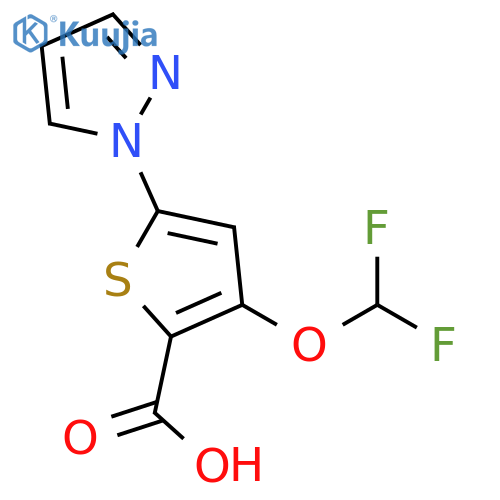 3-Difluoromethoxy-5-pyrazol-1-yl-thiophene-2-carboxylic acid structure