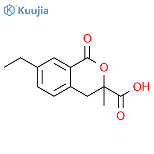 1H-2-Benzopyran-3-carboxylic acid, 7-ethyl-3,4-dihydro-3-methyl-1-oxo- structure