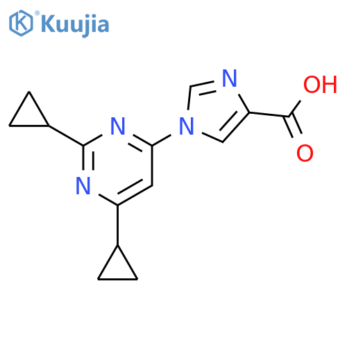 1-(2,6-Dicyclopropyl-pyrimidin-4-yl)-1H-imidazole-4-carboxylic acid structure