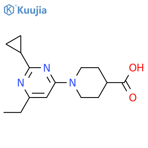 1-(2-Cyclopropyl-6-ethyl-pyrimidin-4-yl)-piperidine-4-carboxylic acid structure