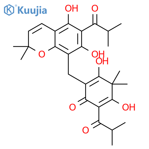 2,5-Cyclohexadien-1-one,2-[[5,7-dihydroxy-2,2-dimethyl-6-(2-methyl-1-oxopropyl)-2H-1-benzopyran-8-yl]methyl]-3,5-dihydroxy-4,4-dimethyl-6-(2-methyl-1-oxopropyl)- structure