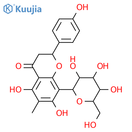 4H-1-Benzopyran-4-one, 8-β-D-glucopyranosyl-2,3-dihydro-5,7-dihydroxy-2-(4-hydroxyphenyl)-6-methyl-, (2S)- structure