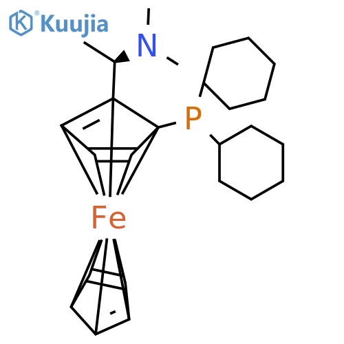 (1R)-1-(Dicyclohexylphosphino)-2-[(1R)-1-(dimethylamino)ethyl]ferrocene structure