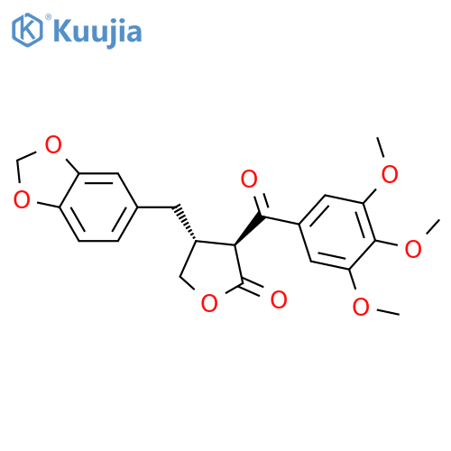 2(3H)-Furanone, 4-(1,3-benzodioxol-5-ylmethyl)dihydro-3-(3,4,5-trimethoxybenzoyl)-, (3S,4R)- structure