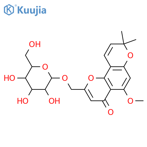 4H,8H-Benzo[1,2-b:3,4-b']dipyran-4-one,2-[(b-D-glucopyranosyloxy)methyl]-5-methoxy-8,8-dimethyl- structure