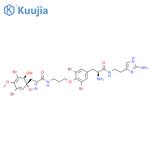 1-Oxa-2-azaspiro[4.5]deca-2,6,8-triene-3-carboxamide, N-[3-[4-[(2S)-2-amino-3-[[2-(2-amino-1H-imidazol-4-yl)ethyl]amino]-3-oxopropyl]-2,6-dibromophenoxy]propyl]-7,9-dibromo-10-hydroxy-8-methoxy-, (5R,10S)- (9CI) structure