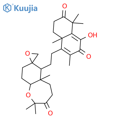 2,7(1H,3H)-Naphthalenedione,4,4a-dihydro-8-hydroxy-1,1,4a,6-tetramethyl-5-[2-[(2'R,5aR,6R,9aR)-2,3,4,5,5a,8,9,9a-octahydro-2,2,5a-trimethyl-3-oxospiro[1-benzoxepin-7(6H),2'-oxiran]-6-yl]ethyl]-,(4aS)-rel-(-)- (9CI) structure