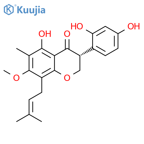 4H-1-Benzopyran-4-one, 3-(2,4-dihydroxyphenyl)-2,3-dihydro-5-hydroxy-7-methoxy-6-methyl-8-(3-methyl-2-buten-1-yl)-, (3R)- structure