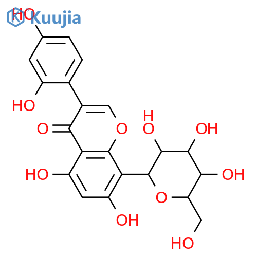 8-C-β-D-Glucopyranosyl-2',4',5,7-tetrahydroxyisoflavone structure