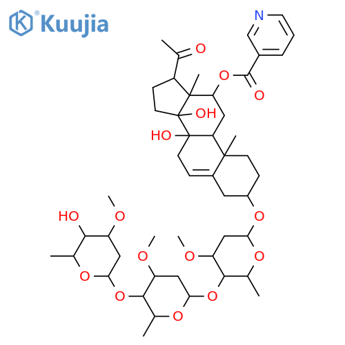 3,8,12,14-Tetrahydroxypregn-5-en-20-one; (3β,12β,14β,17α)-form, 12-O-(3-Pyridinecarbonyl), 3-O-[β-D-oleandropyranosyl-(1→4)-β-D-cymaropyranosyl-(1→4)-β-D-cymaropyranoside] structure