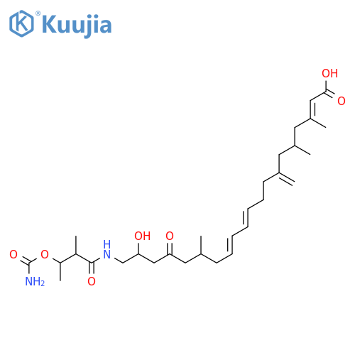 2,10,12-Eicosatrienoicacid,20-[[3-[(aminocarbonyl)oxy]-2-methyl-1-oxobutyl]amino]-19-hydroxy-3,5,15-trimethyl-7-methylene-17-oxo-(9CI) structure