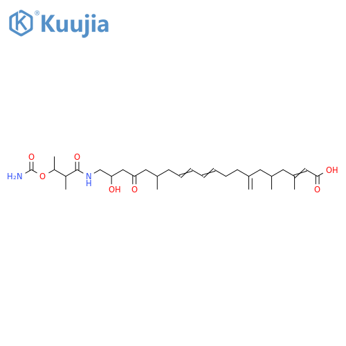2,10,12-Eicosatrienoic acid, 20-[[3-[(aminocarbonyl)oxy]-2-methyl-1-oxobutyl]amino]-19-hydroxy-3,5,15-trimethyl-7-methylene-17-oxo- structure