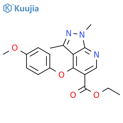 Ethyl 4-(4-methoxyphenoxy)-1,3-dimethyl-1H-pyrazolo3,4-bpyridine-5-carboxylate structure