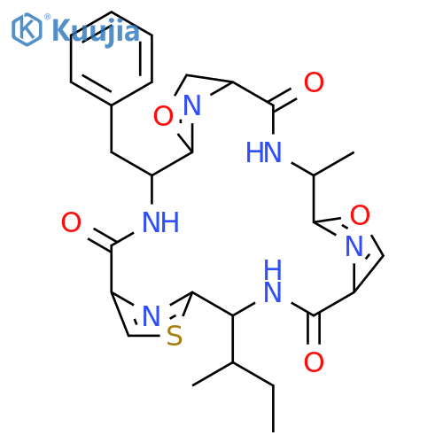 (4R,8R,11S,18S)-4-benzyl-18-[(2S)-butan-2-yl]-11-methyl-6,13-dioxa-20-thia-3,10,17,22,23,24-hexaazatetracyclo[17.2.1.1~5,8~.1~12,15~]tetracosa-1(21),5(24),12(23),14,19(22)-pentaene-2,9,16-trione structure