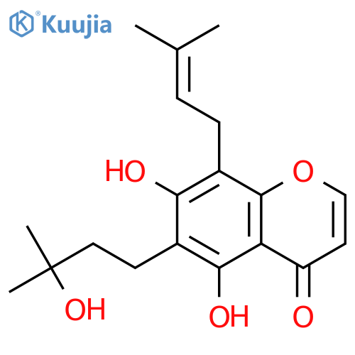 4H-1-Benzopyran-4-one,5,7-dihydroxy-6-(3-hydroxy-3-methylbutyl)-8-(3-methyl-2-buten-1-yl)- structure