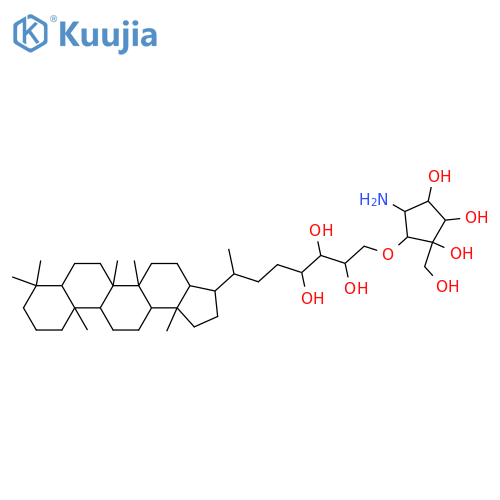 32,33,34,35-Bacteriohopanetetrol; (17β,21βH,22ξ,29ξ,30ξ,33ξ,34ξ)-form, 35-O-[5R-Amino-2S,3S,4R-trihydroxy-2-(hydroxymethyl)-1R-cyclopentyl] ether structure