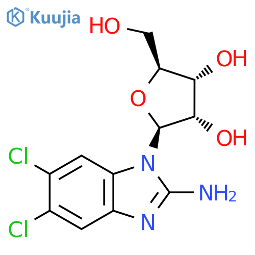 (2S,3S,4R,5S)-2-(2-Amino-5,6-dichloro-1H-benzo[d]imidazol-1-yl)-5-(hydroxymethyl)tetrahydrofuran-3,4-diol structure