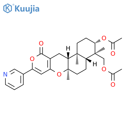 2H,11H-Naphtho[2,1-b]pyrano[3,4-e]pyran-11-one, 3-(acetyloxy)-4-[(acetyloxy)methyl]-1,3,4,4a,5,6,6a,12,12a,12b-decahydro-4,6a,12b-trimethyl-9-(3-pyridinyl)-, (3S,4R,4aR,6aR,12aR,12bS)- structure