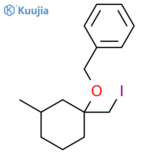 ({1-(iodomethyl)-3-methylcyclohexyloxy}methyl)benzene structure