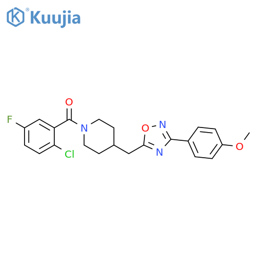 1-(2-chloro-5-fluorobenzoyl)-4-{[3-(4-methoxyphenyl)-1,2,4-oxadiazol-5-yl]methyl}piperidine structure