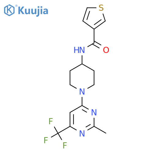 N-{1-[2-methyl-6-(trifluoromethyl)pyrimidin-4-yl]piperidin-4-yl}thiophene-3-carboxamide structure