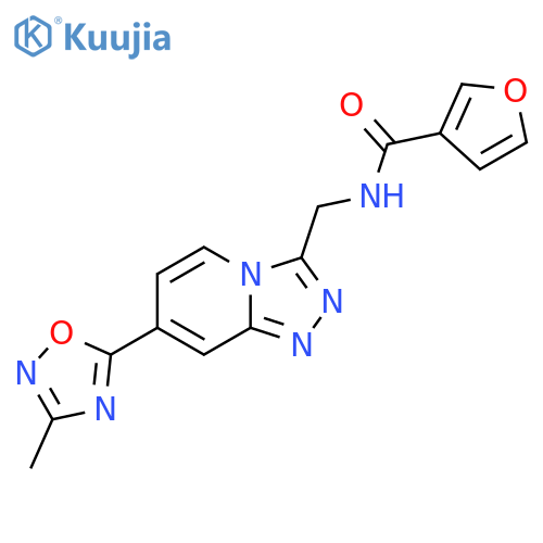 N-{[7-(3-methyl-1,2,4-oxadiazol-5-yl)-[1,2,4]triazolo[4,3-a]pyridin-3-yl]methyl}furan-3-carboxamide structure